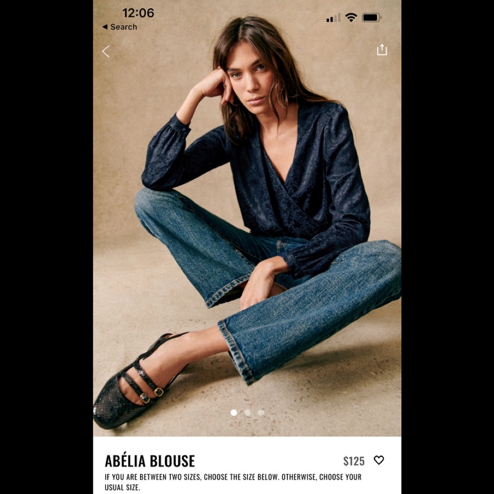 SEZANE ABELIA BLOUSE SZ 40/8 NAVY